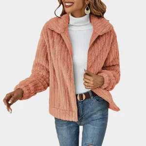 Women's Lapel Jacket  Elegant Solid Color Coat  Warm Casual Outerwear  Stylish Fit  Multiple Colours