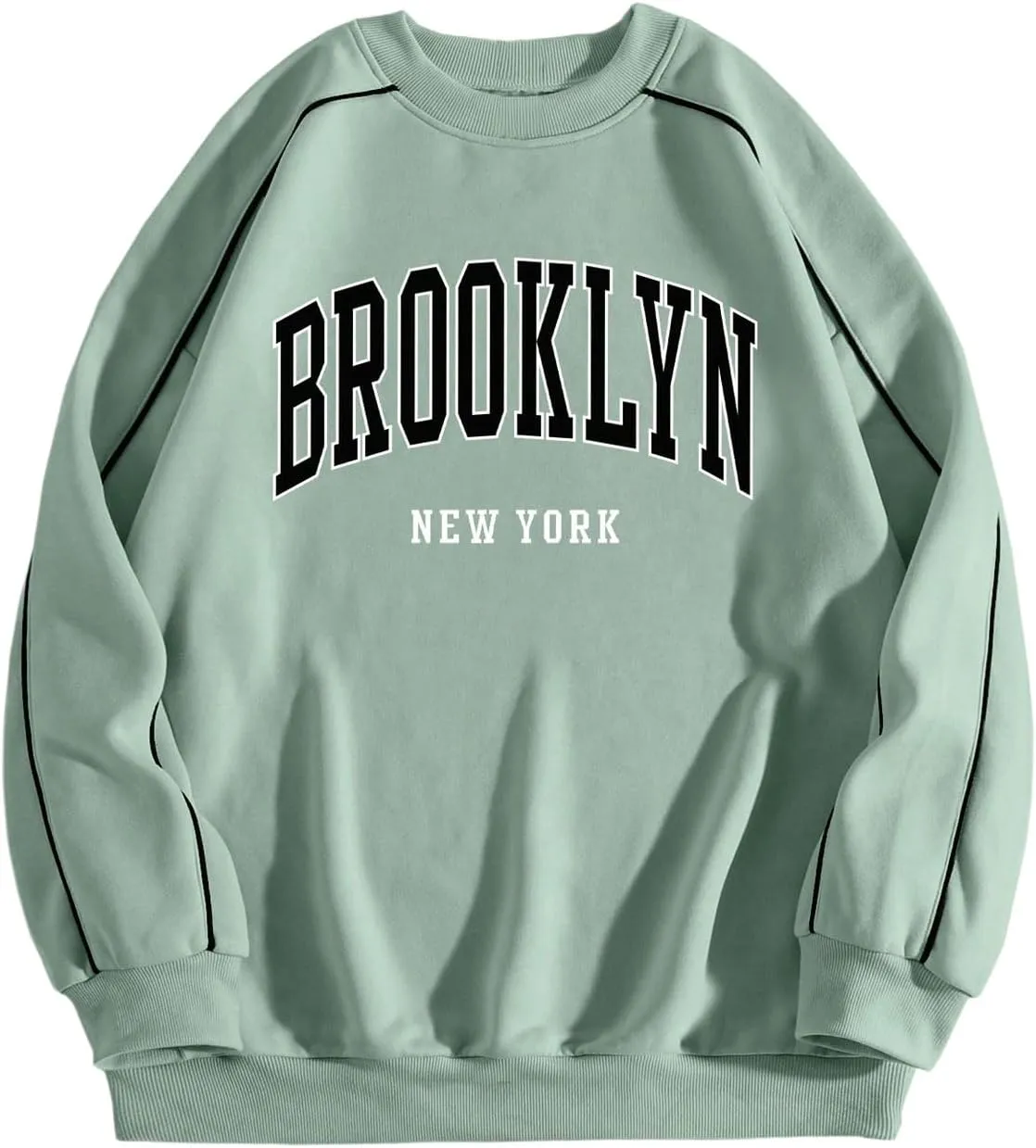 Women's Letter Graphic Crewneck Sweatshirt Drop Shoulder Long Sleeve Pullover Tops Streetwear