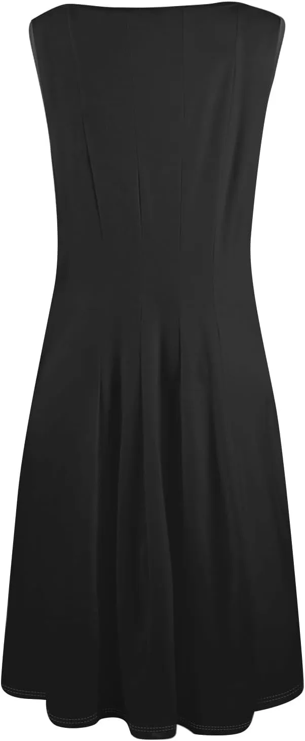 Womens Summer Dresses 2025 Sleeveless Maxi Dress Crewneck Casual Flowy Beach Sundresses with Pockets Vacation Travel