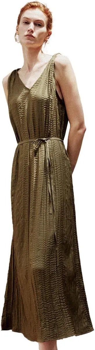 Womens Summer Sleeveless Dresses 2025 V Neck Long Maxi Dress Casual Spaghetti Beach Sun Dress