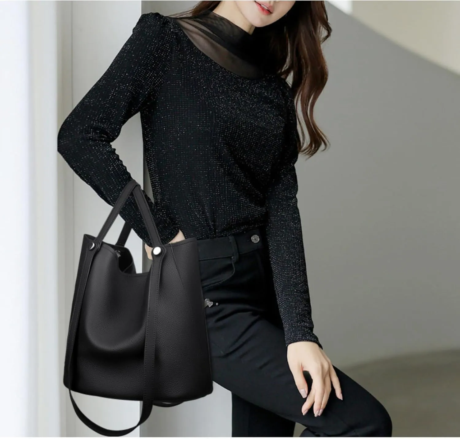 Women's Top Handle Bucket Bag,genuine leather Handbag,Shoulder Bag Large Capacity Bucket Bag purses women's tote bag