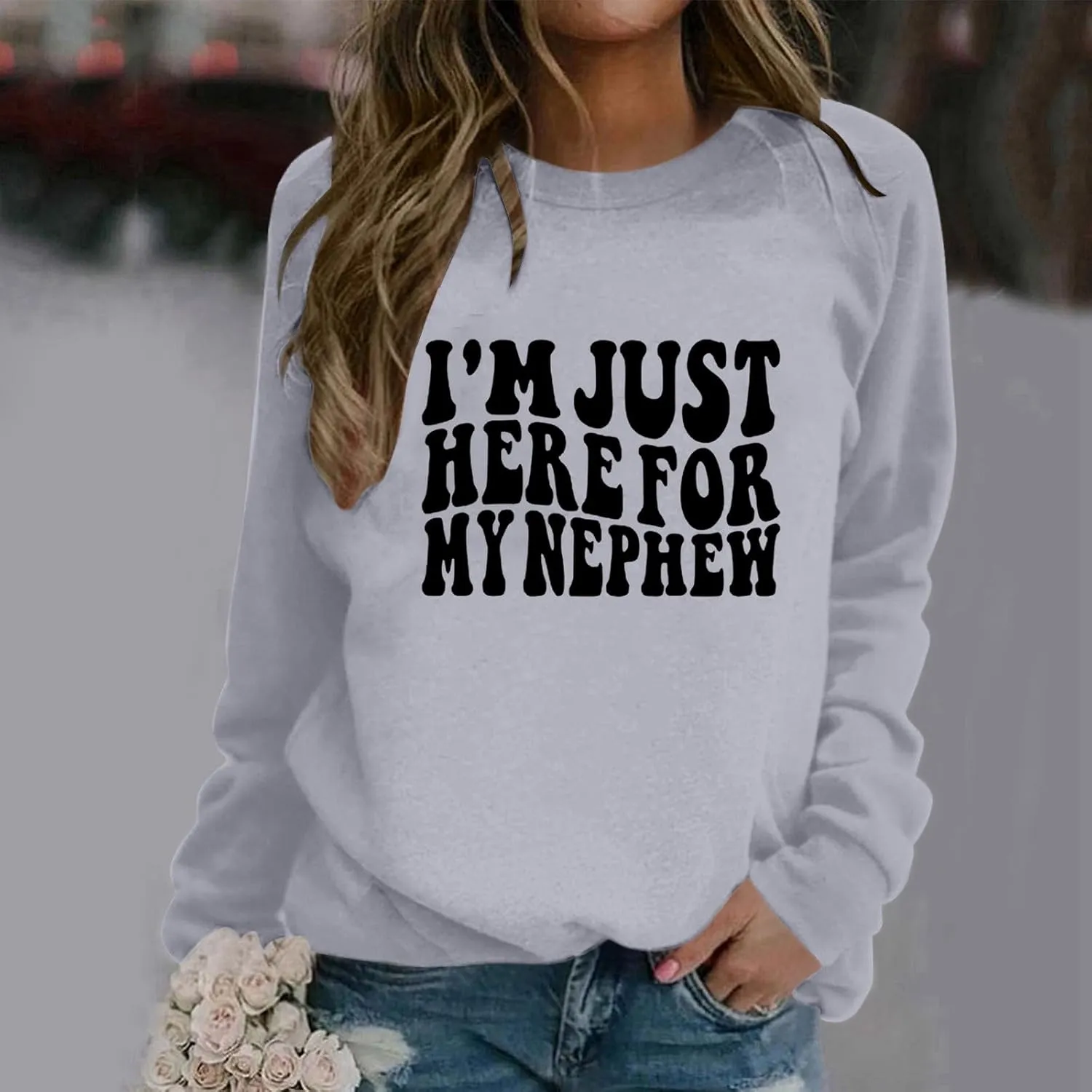 Women's Trendy Pullover Hoodie Letter Print Round Neck Top For Fall & Winter Oversize Hoodies Sweatshirt Women