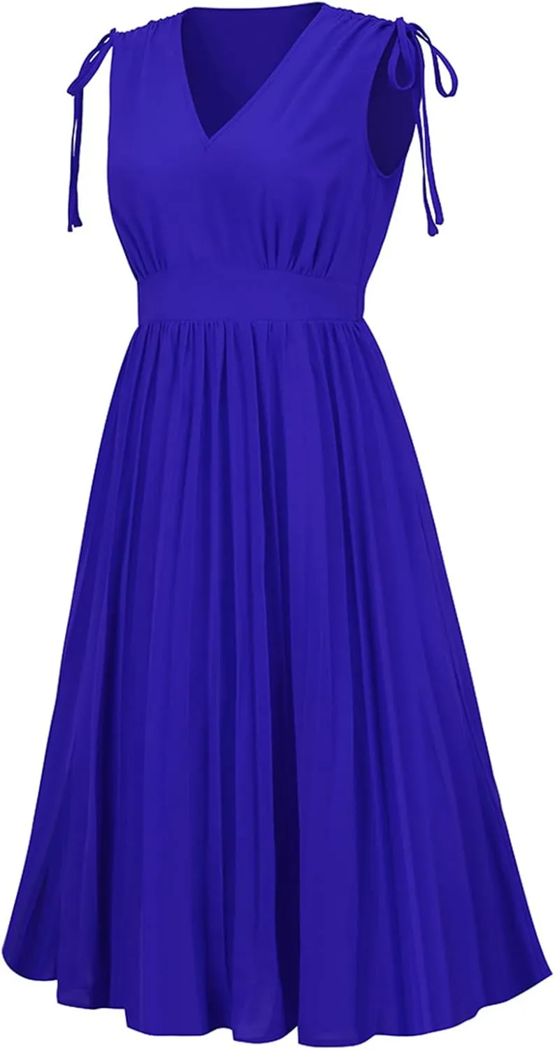 Women's Waist-Skimming Temperament Pleated A-Line Skirt Dress