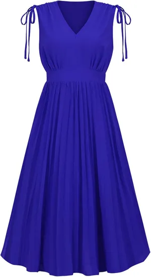 Women's Waist-Skimming Temperament Pleated A-Line Skirt Dress