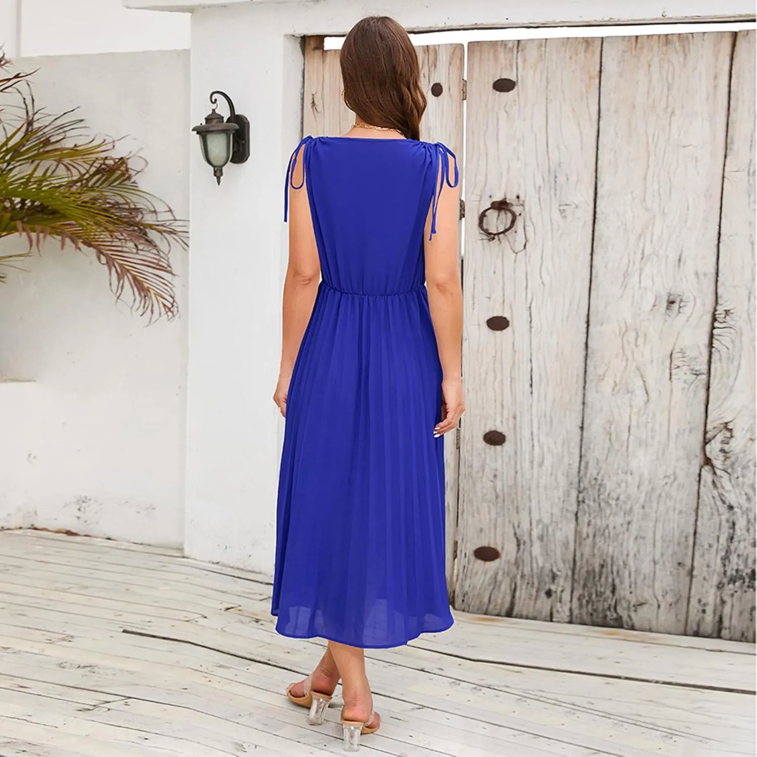 Women's Waist-Skimming Temperament Pleated A-Line Skirt Dress