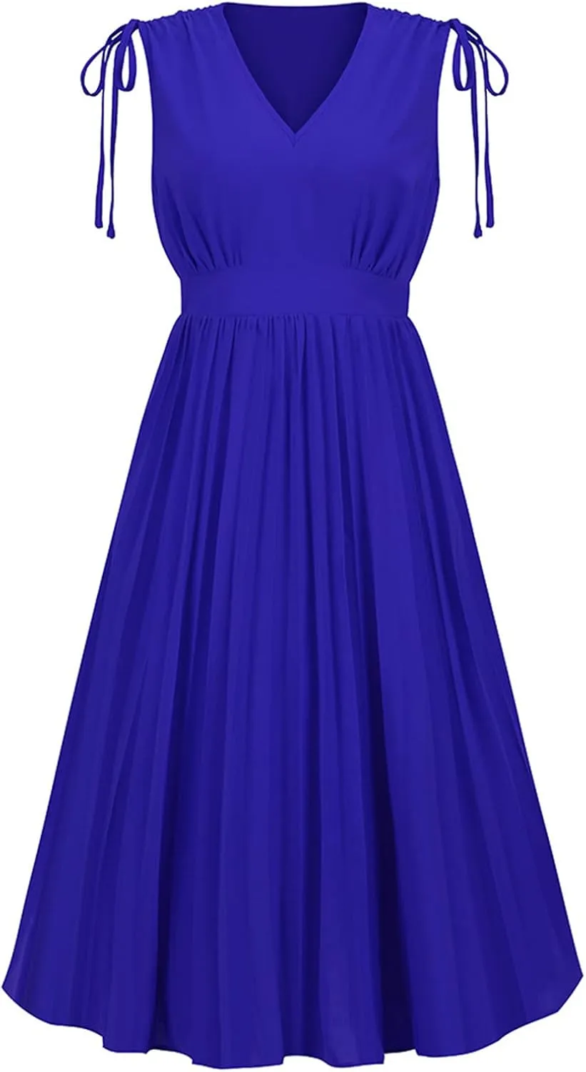 Women's Waist-Skimming Temperament Pleated A-Line Skirt Dress