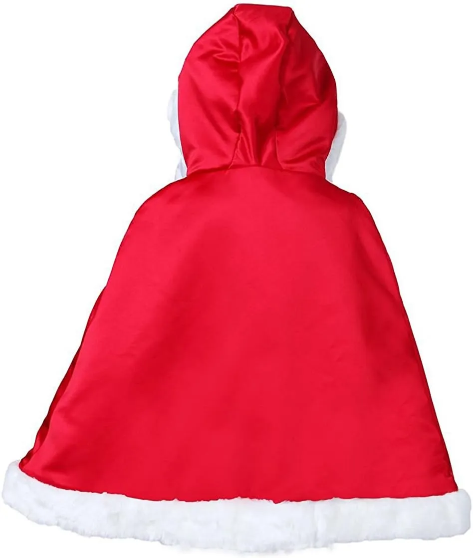 Women's Winter Hooded Cloak for Bride Wedding Party Cape with Fur Trim