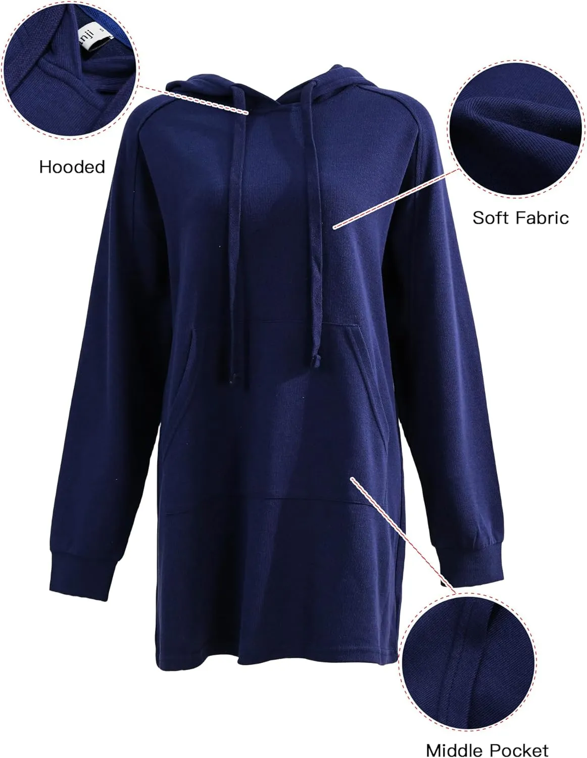 Xintianji Women's Oversized Sweatshirt Dress Pullover Casual Hoodie Long Sleeve With Kangaroo Pocket Loungewear