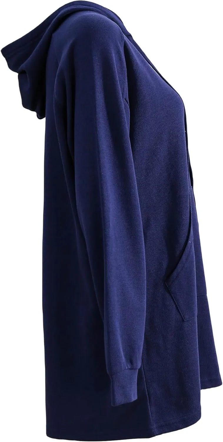 Xintianji Women's Oversized Sweatshirt Dress Pullover Casual Hoodie Long Sleeve With Kangaroo Pocket Loungewear