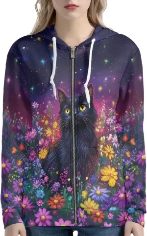 Xoenoiee Novelty Print Hoodie with Pocket for Women Long Sleeve Fall Oversized Sweatshirts Casual Hooded Jacket