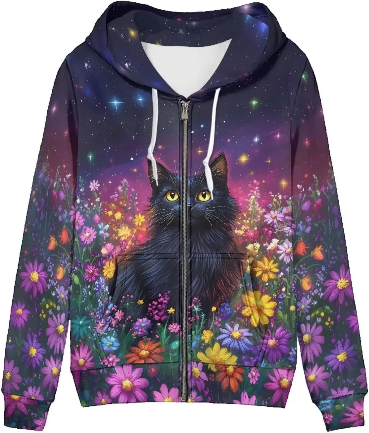 Xoenoiee Novelty Print Hoodie with Pocket for Women Long Sleeve Fall Oversized Sweatshirts Casual Hooded Jacket