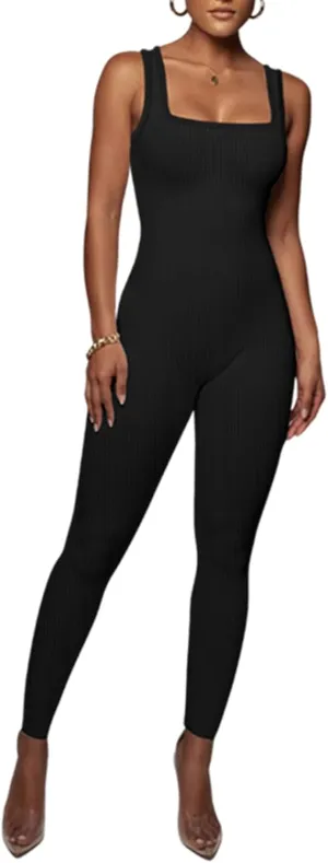 Xuan2Xuan3 Women Spaghetti Strap Bodycon Tank One Piece Jumpsuits Rompers Catsuit Unitard Bodysuit